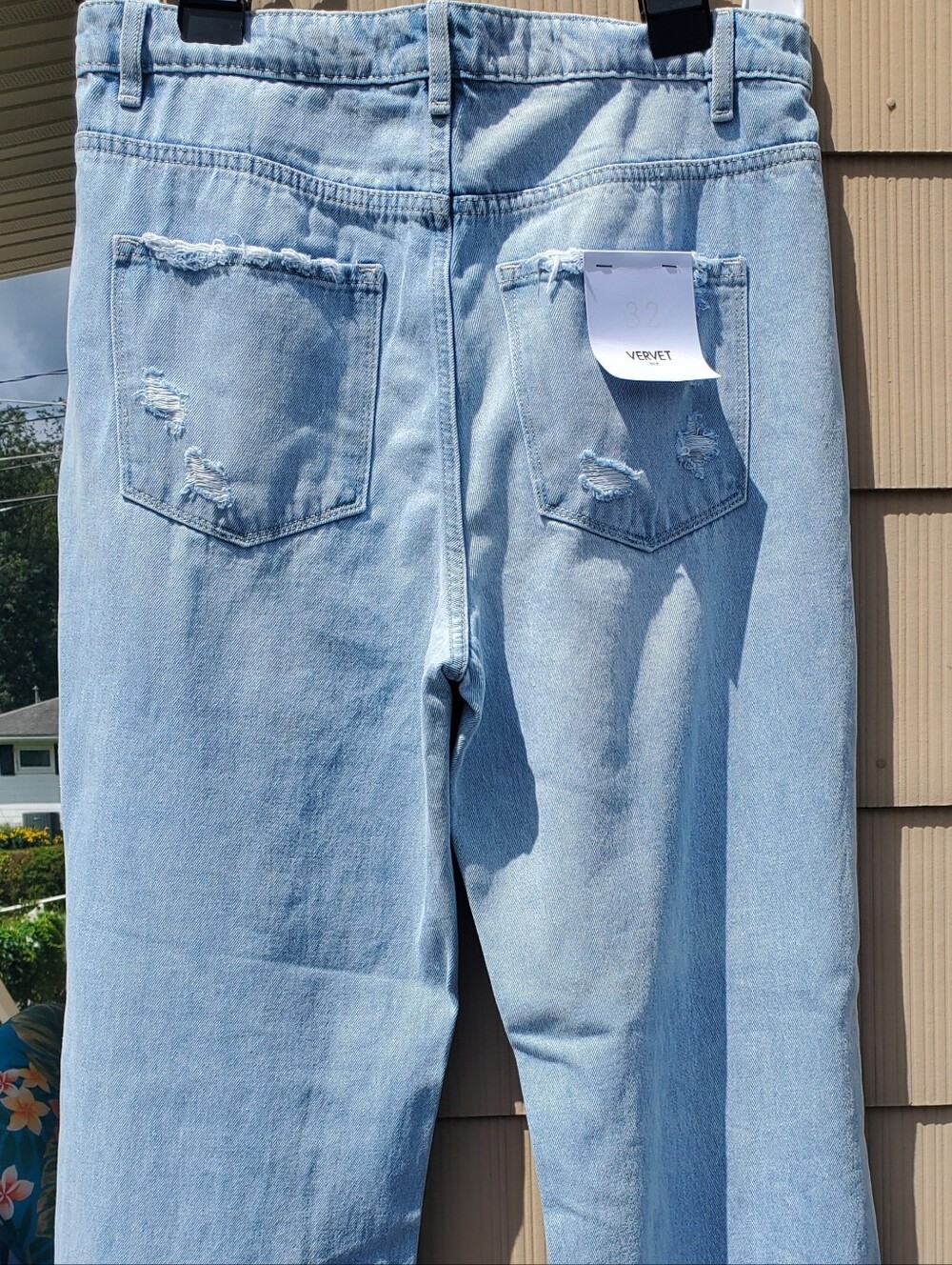 Light Blue Distressed Wide Leg Jeans - Women - Picture 2 of 7